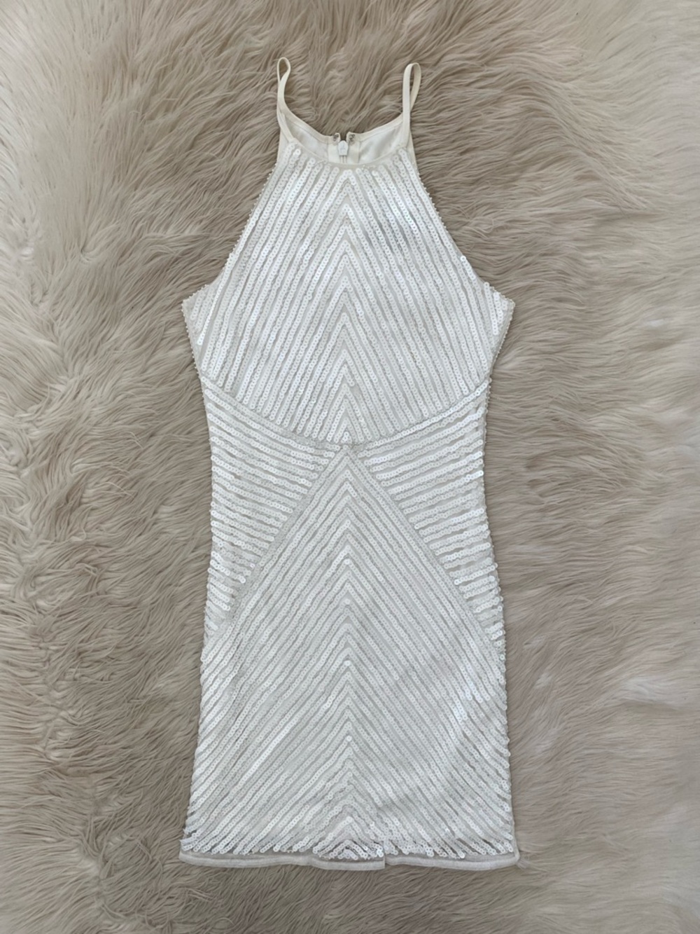 Lulus White Sequin Ace of Spades Bodycon Dress Sleeveless Cocktail Graduation S - Picture 2 of 15